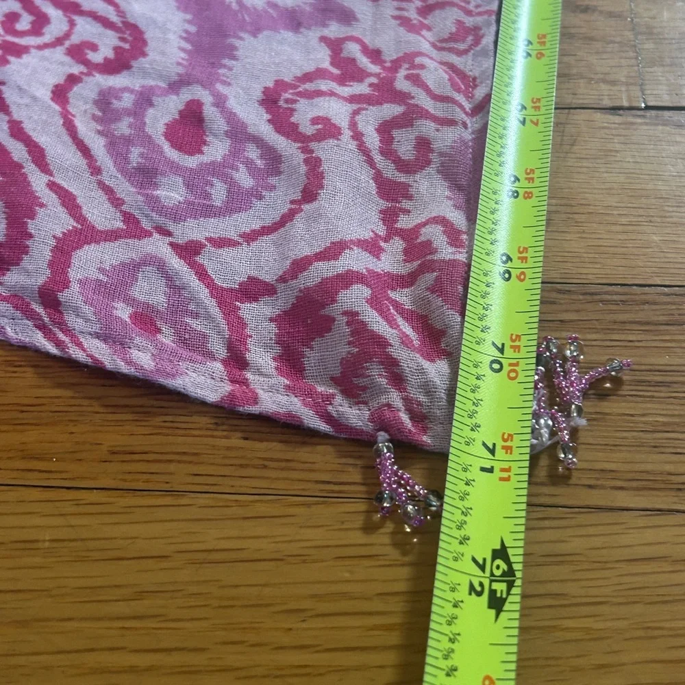 Fresh Produce 100% Cotton Pink Patterned Scarf | Tassel Fringe